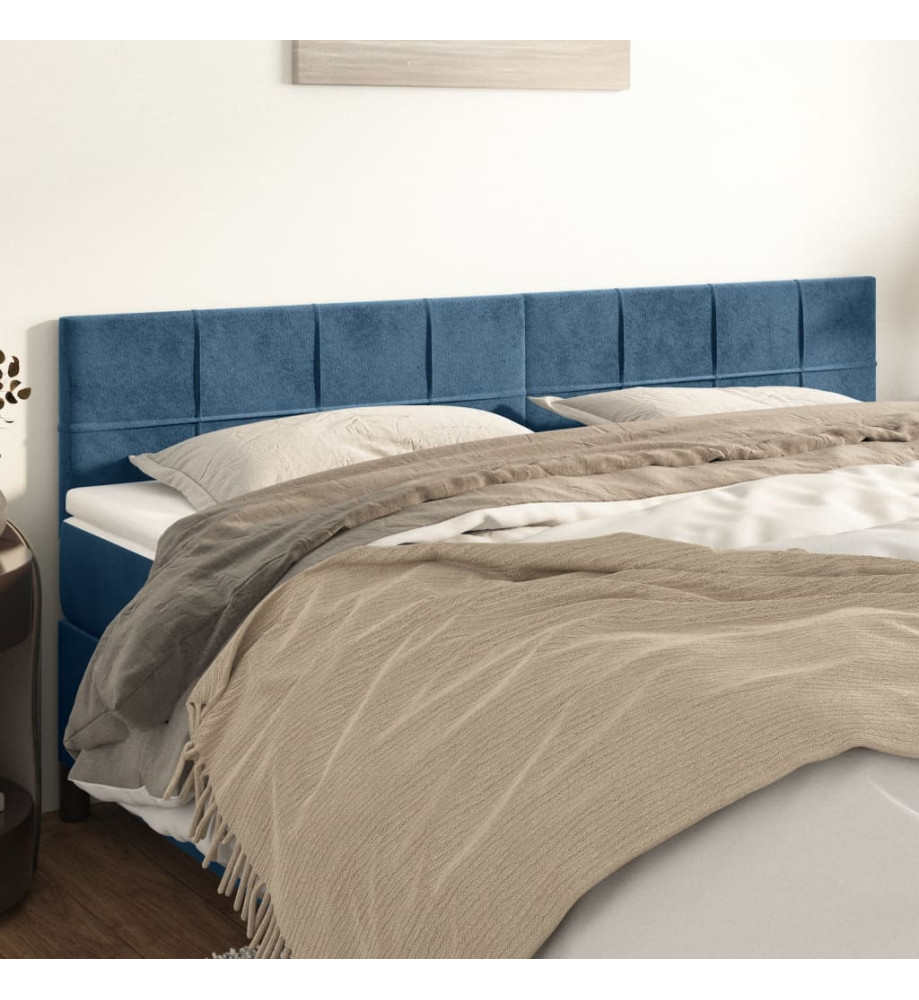 Têtes de lit 2 pcs Bleu foncé 100x5x78/88 cm Velours