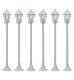 Lampe de jardin à piquet 6 pcs E27 110 cm Aluminium Blanc