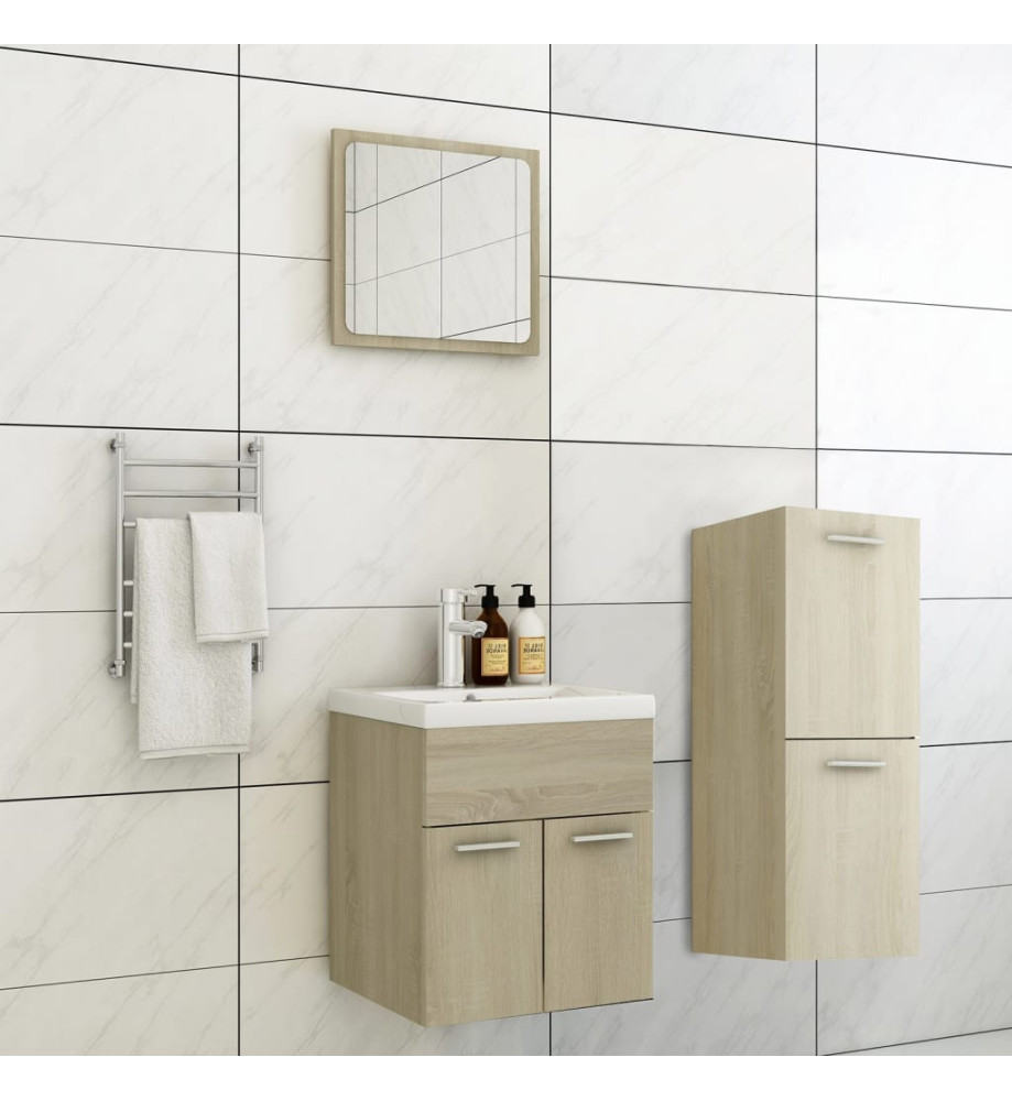 Ensemble de meubles de salle de bain Chêne sonoma Aggloméré