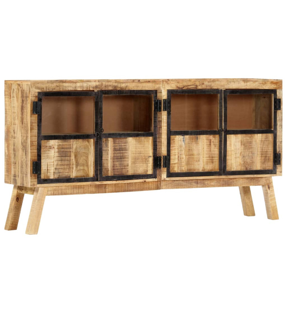 Buffet Marron et noir 160x30x80 cm Bois de manguier solide brut