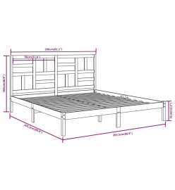 Cadre de lit Gris Bois massif 200x200 cm