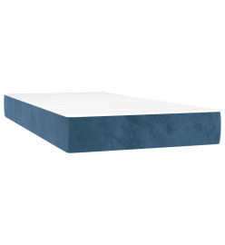 Sommier tapissier matelas et LED Bleu foncé 200x200 cm Velours