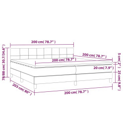 Sommier tapissier matelas et LED Bleu foncé 200x200 cm Velours