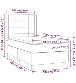 Sommier tapissier matelas et LED Bleu foncé 100x200 cm Velours