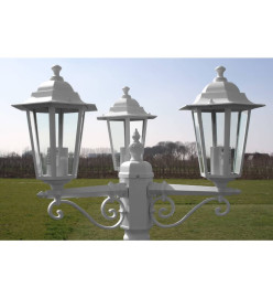 Lampadaire de jardin 3 bras 215 cm Blanc Aluminium