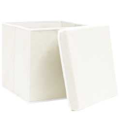 Boîtes de rangement avec couvercles 4pcs Blanc 32x32x32cm Tissu