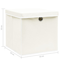 Boîtes de rangement avec couvercles 4pcs Blanc 32x32x32cm Tissu