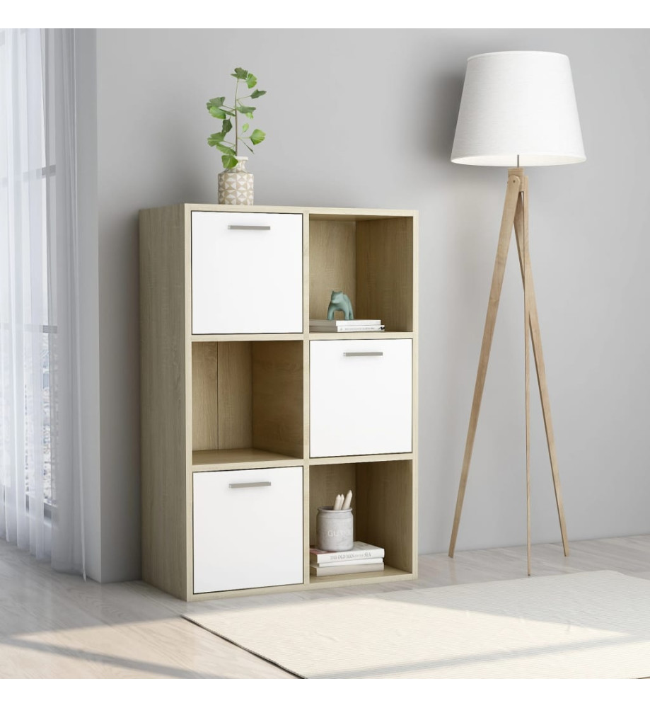 Armoire de rangement Blanc/Chêne sonoma 60x29,5x90 cm Aggloméré