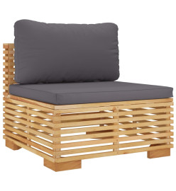 Salon de jardin 3 pcs avec coussins Bois de teck solide