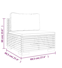 Salon de jardin 3 pcs avec coussins Bois de teck solide