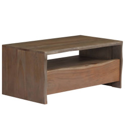 Table basse Acacia massif Bord assorti 90 x 50 x 40 cm Gris