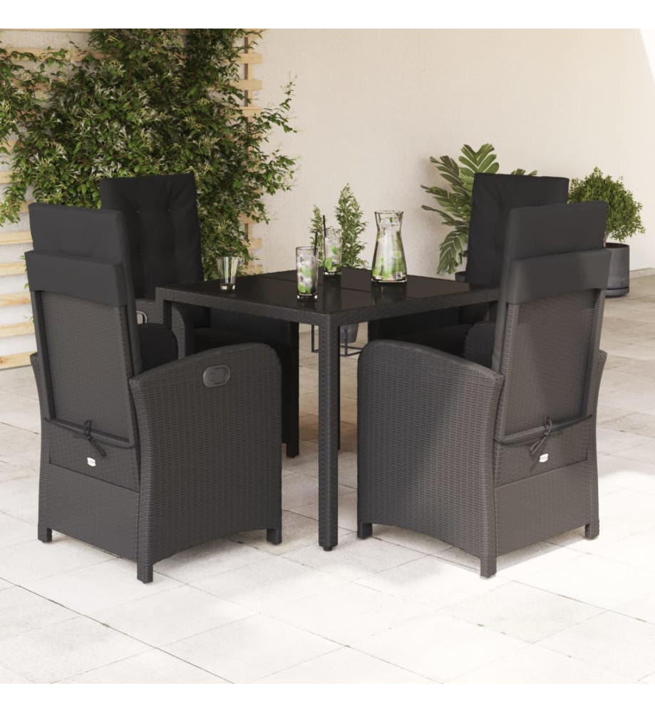 Ensemble à manger de jardin coussins 5pcs Noir Résine tressée Ensemble à manger de jardin coussins 5pcs Noir Résine tressée