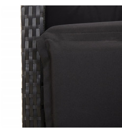 Ensemble à manger de jardin coussins 5pcs Noir Résine tressée