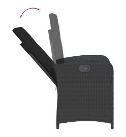 Ensemble à manger de jardin coussins 7pcs Noir Résine tressée