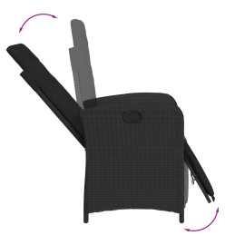 Ensemble à manger de jardin coussins 7pcs Noir Résine tressée