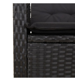 Ensemble à manger de jardin coussins 7pcs Noir Résine tressée