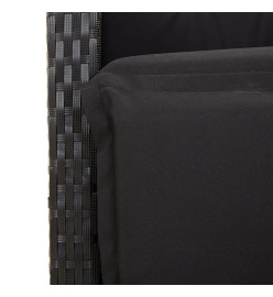 Ensemble à manger de jardin coussins 5pcs Noir Résine tressée