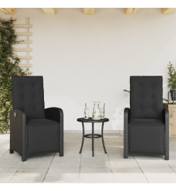 Chaises inclinables de jardin lot de 2 repose-pied noir rotin