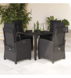 Ensemble à manger de jardin coussins 5pcs Noir Résine tressée