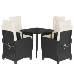 Ensemble à manger de jardin coussins 5pcs Noir Résine tressée