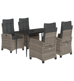 Ensemble à manger de jardin 5 pcs coussins gris résine tressée