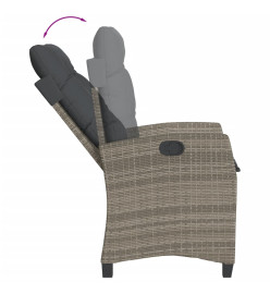 Ensemble à manger de jardin et coussins 7 pcs gris rotin