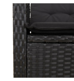 Ensemble à manger de jardin 9pcs coussins noir résine tressée