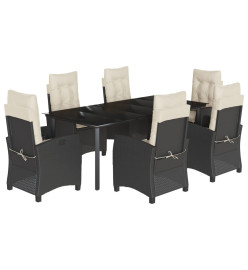 Ensemble à manger de jardin coussins 7pcs Noir Résine tressée