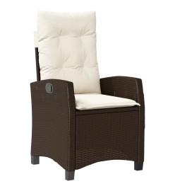 Ensemble à manger de jardin 3 pcs et coussins marron poly rotin