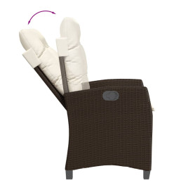 Ensemble à manger de jardin 3 pcs et coussins marron poly rotin