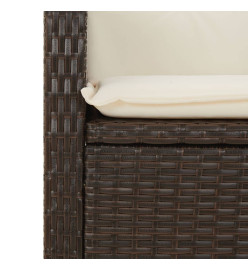 Ensemble à manger de jardin 3 pcs et coussins marron poly rotin