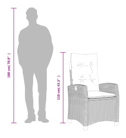 Ensemble à manger de jardin 3 pcs et coussins marron poly rotin