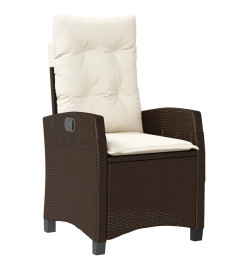 Ensemble à manger de jardin et coussins 9 pcs marron poly rotin