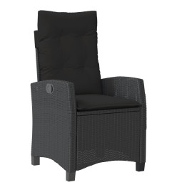Ensemble à manger de jardin coussins 7pcs Noir Résine tressée