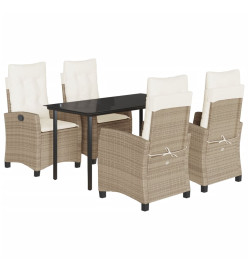 Ensemble à manger de jardin avec coussins 5pcs Beige poly rotin