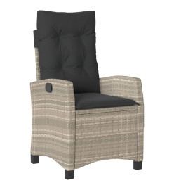 Ensemble à manger de jardin et coussins 5 pcs gris clair rotin