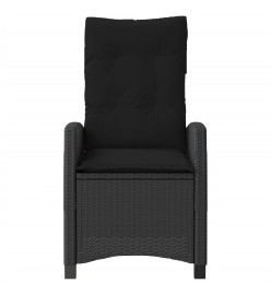 Chaises inclinables de jardin lot de 2 et coussins noir rotin