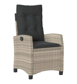 Ensemble à manger de jardin et coussins 9 pcs gris clair rotin