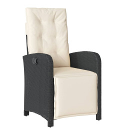 Ensemble à manger de jardin coussins 7pcs Noir Résine tressée