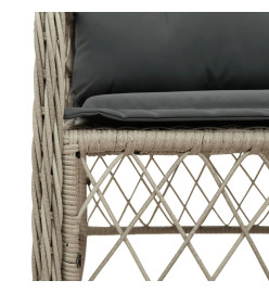 Ensemble à manger de jardin et coussins 5 pcs gris clair rotin