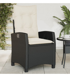 Chaise inclinable de jardin avec coussins noir résine tressée