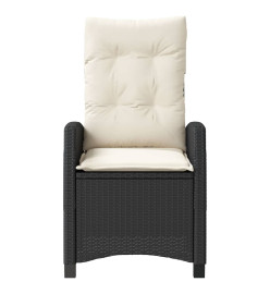 Chaise inclinable de jardin avec coussins noir résine tressée