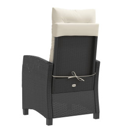 Chaise inclinable de jardin avec coussins noir résine tressée