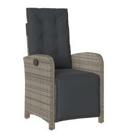 Ensemble de bistro 3 pcs avec coussins gris résine tressée