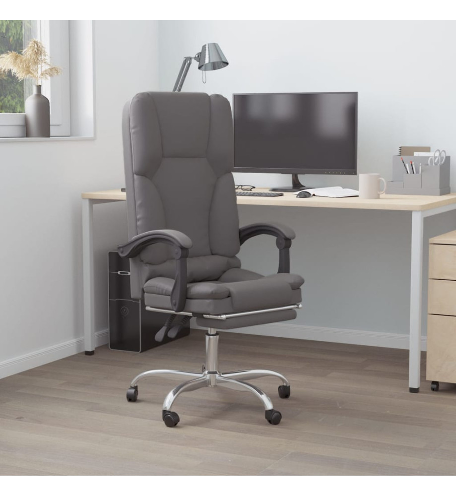 Fauteuil de massage inclinable de bureau Gris Similicuir