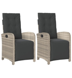 Chaises inclinables de jardin lot de 2 avec repose-pied rotin