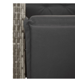 Ensemble à manger de jardin 9 pcs coussins gris résine tressée