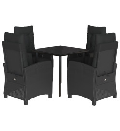 Ensemble à manger de jardin coussins 5pcs Noir Résine tressée