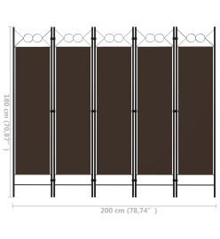 Cloison de séparation 5 panneaux Marron 200x180 cm