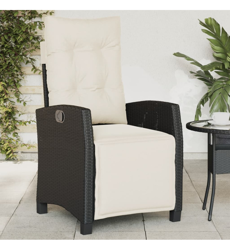 Chaise inclinable de jardin et repose-pied noir résine tressée Chaise inclinable de jardin et repose-pied noir résine tressée